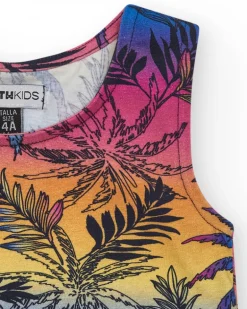 Top sans manches pour fille avec imprimé tropical.