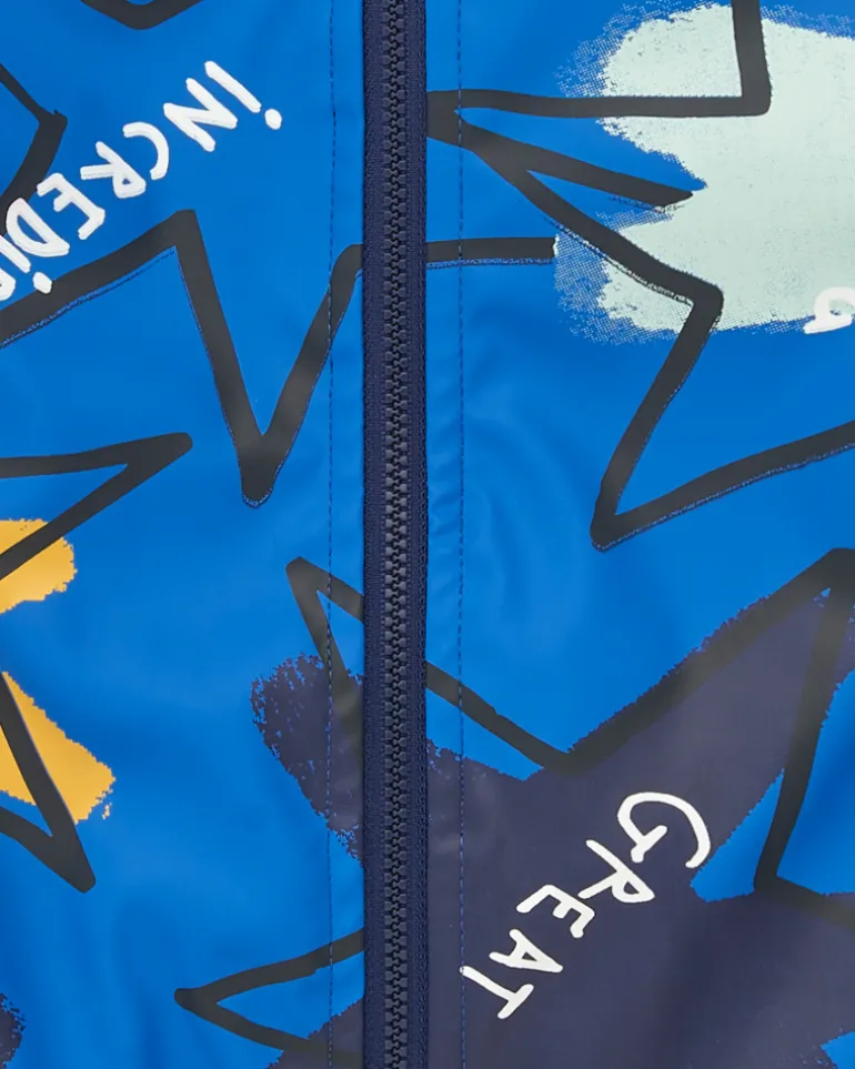 Trench imperméable garçon bleu imprimé étoiles Amazing collection