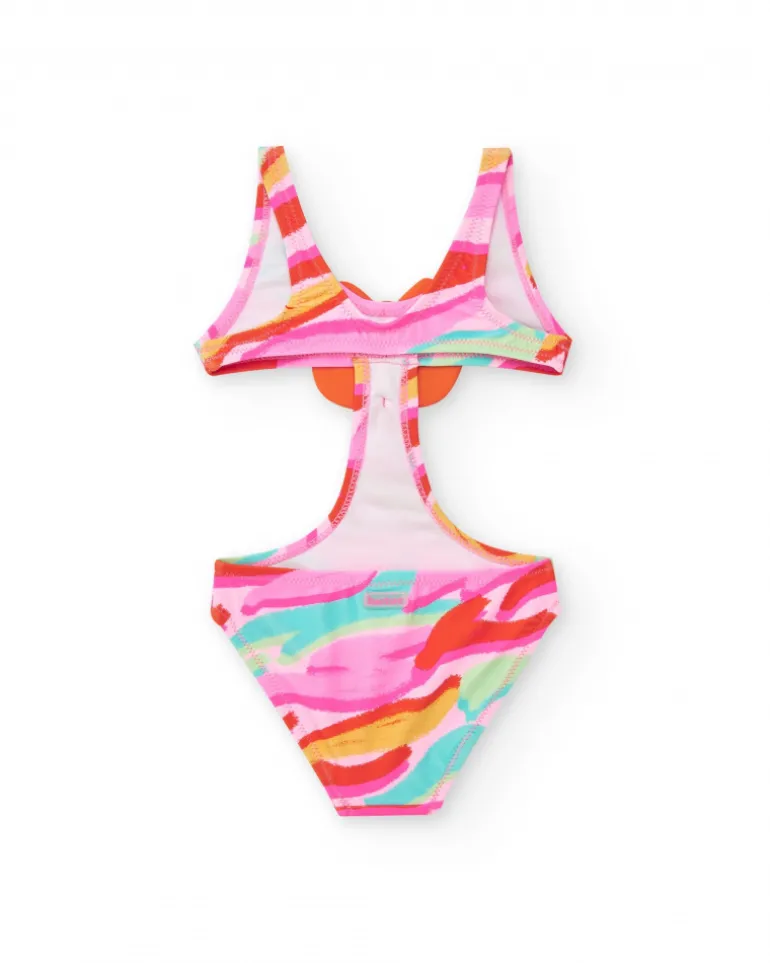 Trikini multicolore pour fille avec visage d’animal décoratif