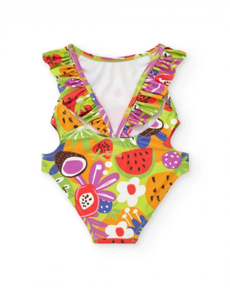 Trikini pour fille avec imprimé de fruits et volants