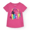 T-shirt à manches courtes pour fille en rose avec imprimé frontal.
