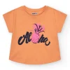 T-shirt à manches courtes pour fille en orange avec imprimé frontal.