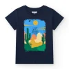 T-shirt à manches courtes pour garçon en noir avec imprimé frontal.