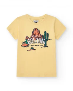 T-shirt à manches courtes pour garçon en jaune avec imprimé de l’érizona.