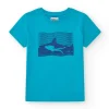 T-shirt à manches courtes pour garçon en vert avec design frontal