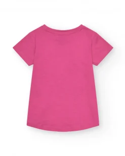 T-shirt à manches courtes pour fille en rose avec imprimé frontal.