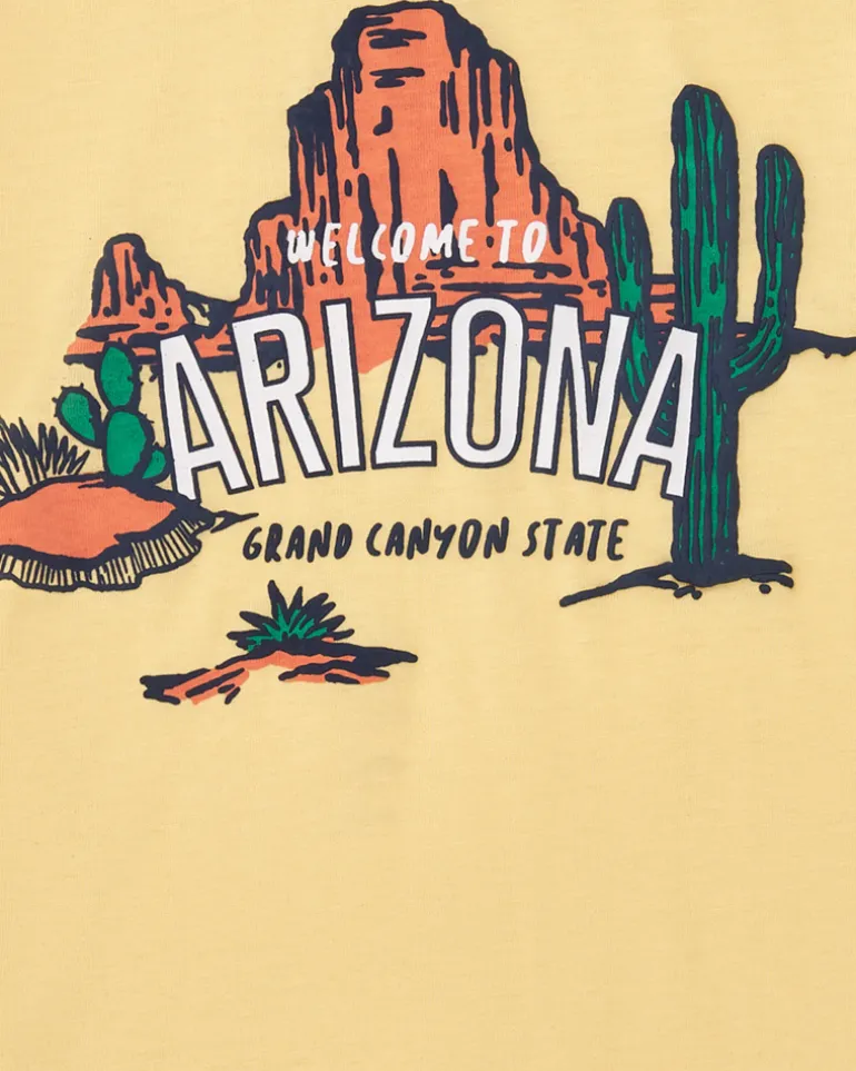 T-shirt à manches courtes pour garçon en jaune avec imprimé de l’érizona.