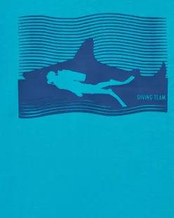 T-shirt à manches courtes pour garçon en vert avec design frontal