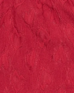 T-shirt à manches courtes pour fille en rouge avec col et manches bouffantes.
