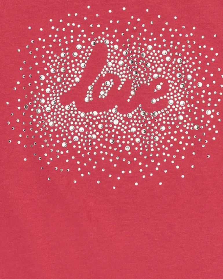 T-shirt à manches courtes pour fille en rouge avec imprimé frontal.
