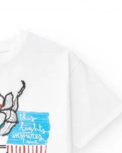 T-shirt à manches courtes pour fille en blanc avec imprimé floral.
