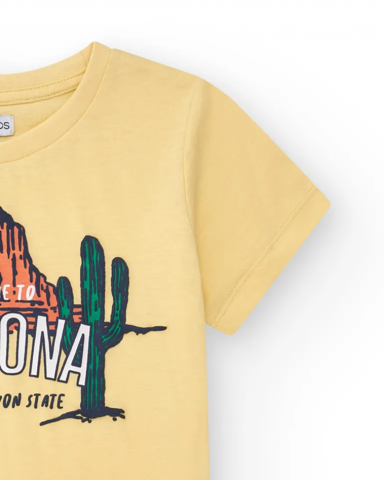 T-shirt à manches courtes pour garçon en jaune avec imprimé de l’érizona.