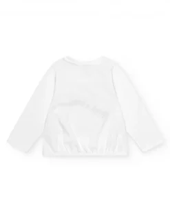 T-shirt à manches longues blanc pour fille avec appliques florales