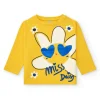 T-shirt à manches longues jaune pour fille avec fleur