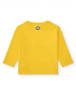 T-shirt à manches longues jaune pour fille avec fleur