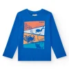 T-shirt à manches longues pour garçon en bleu avec imprimé marin