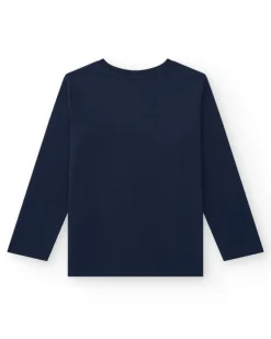 T-shirt à manches longues pour garçon en bleu avec design sur les aventures.