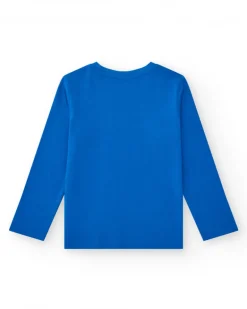 T-shirt à manches longues pour garçon en bleu avec imprimé marin