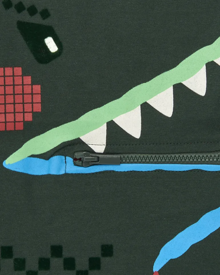 T-shirt à manches longues pour garçon avec motif dinosaure et fermeture éclair Collection Cyber Dino