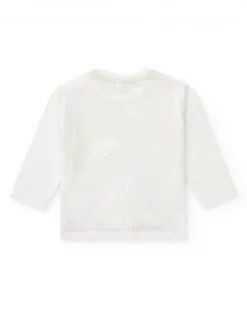 T-shirt blanc à manches longues pour garçon avec imprimé tropical