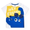 T-shirt blanc et jaune pour garçon avec message "Hey Friends"
