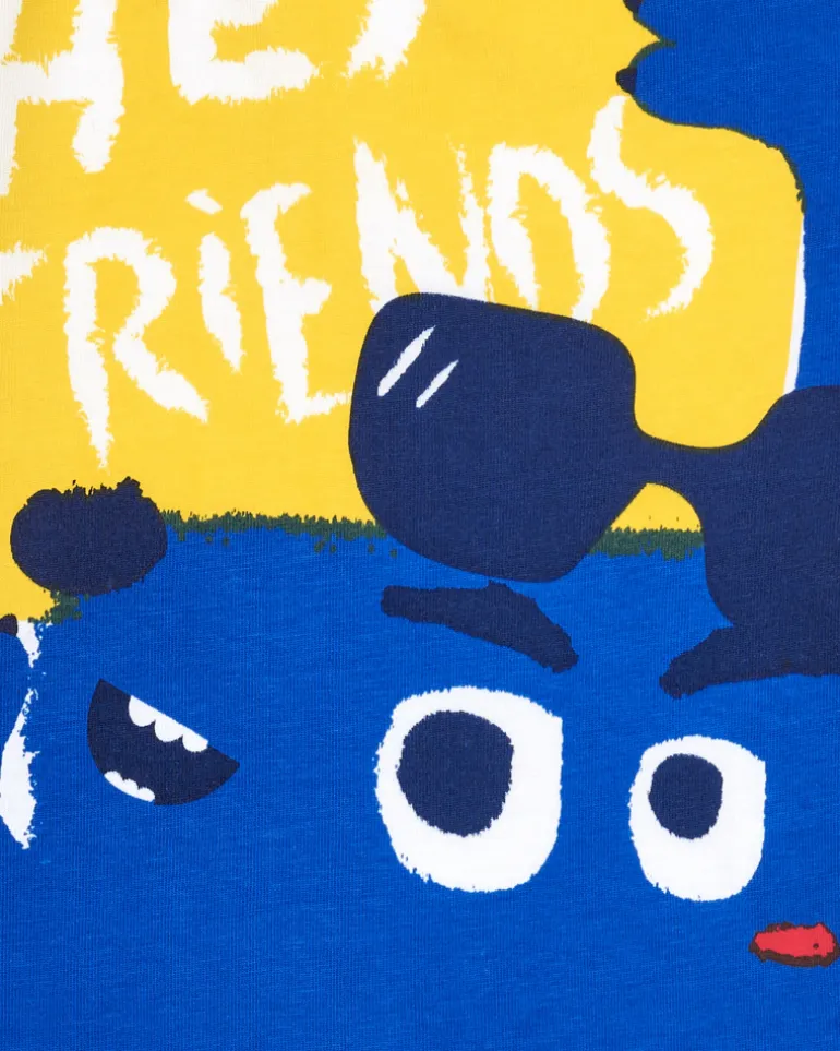 T-shirt blanc et jaune pour garçon avec message "Hey Friends"