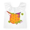 T-shirt blanc pour fille avec volants et imprimé tropical