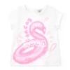 T-shirt blanc pour fille avec flamant rose et fermeture arrière