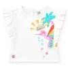 T-shirt blanc pour fille avec colibri tropical et paillettes