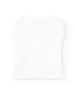 T-shirt blanc pour fille avec imprimé marin et phrase "Sea Colors"