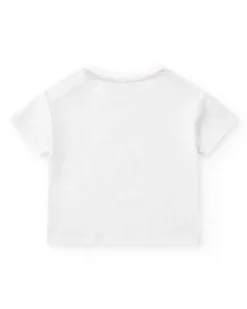 T-shirt blanc pour fille avec fleurs