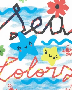 T-shirt blanc pour fille avec imprimé marin et phrase "Sea Colors"