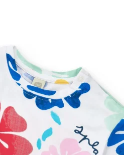 T-shirt blanc pour fille avec imprimé floral