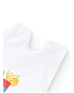 T-shirt blanc pour fille avec imprimé de pieuvre