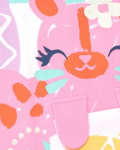 T-shirt blanc pour fille avec imprimé tropical et fermeture arrière