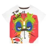 T-shirt blanc pour garçon avec tigre et phrase "I'm quiet!!"