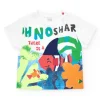 T-shirt blanc pour garçon avec phrase "OH NO SHARK"