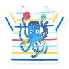 T-shirt blanc pour garçon avec rayures et imprimé de pieuvre