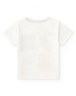 T-shirt blanc pour garçon avec illustrations florales