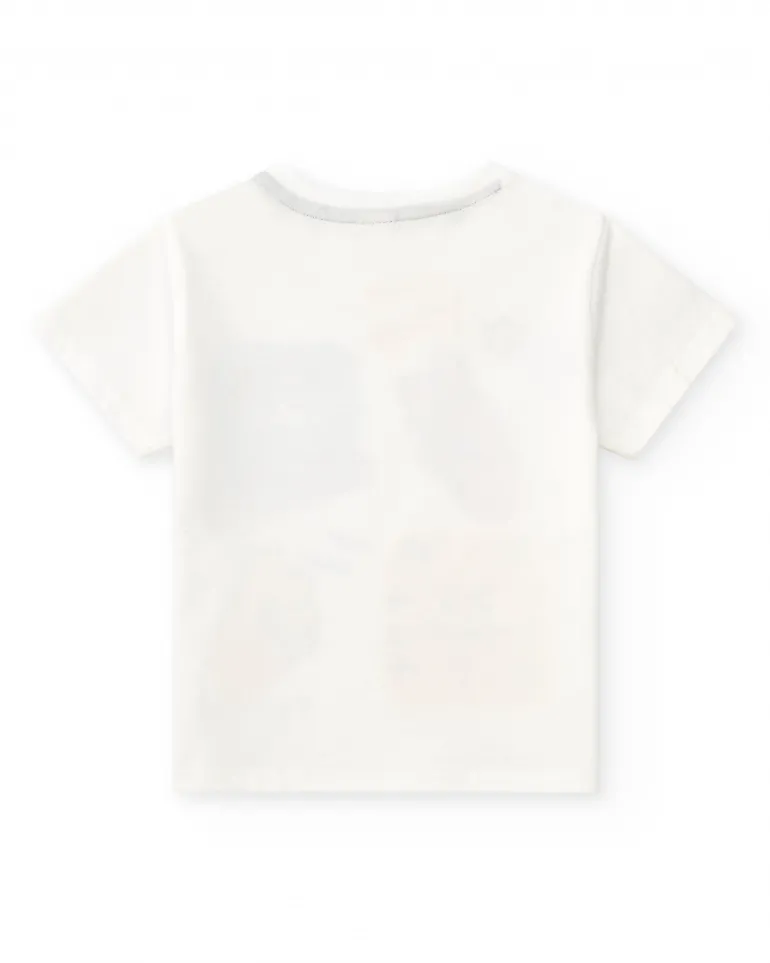 T-shirt blanc pour garçon avec illustrations florales