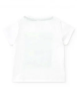 T-shirt blanc pour garçon avec requins verts et bleus