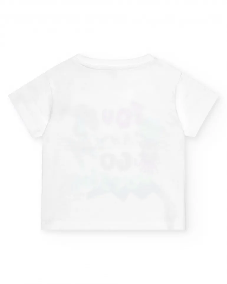 T-shirt blanc pour garçon avec imprimé géométrique