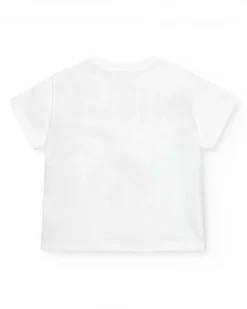 T-shirt blanc pour garçon avec phrase "OH NO SHARK"