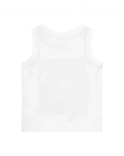 T-shirt blanc sans manches pour garçon avec imprimé tropical