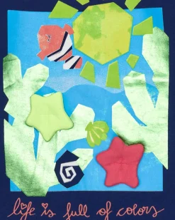 T-shirt bleu marine pour fille avec design marin
