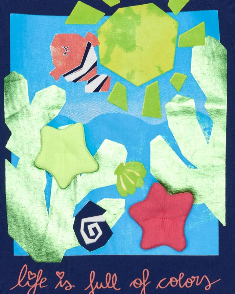 T-shirt bleu marine pour fille avec design marin