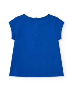 T-shirt bleu pour fille avec imprimé "Beach Girl" et fermeture arrière