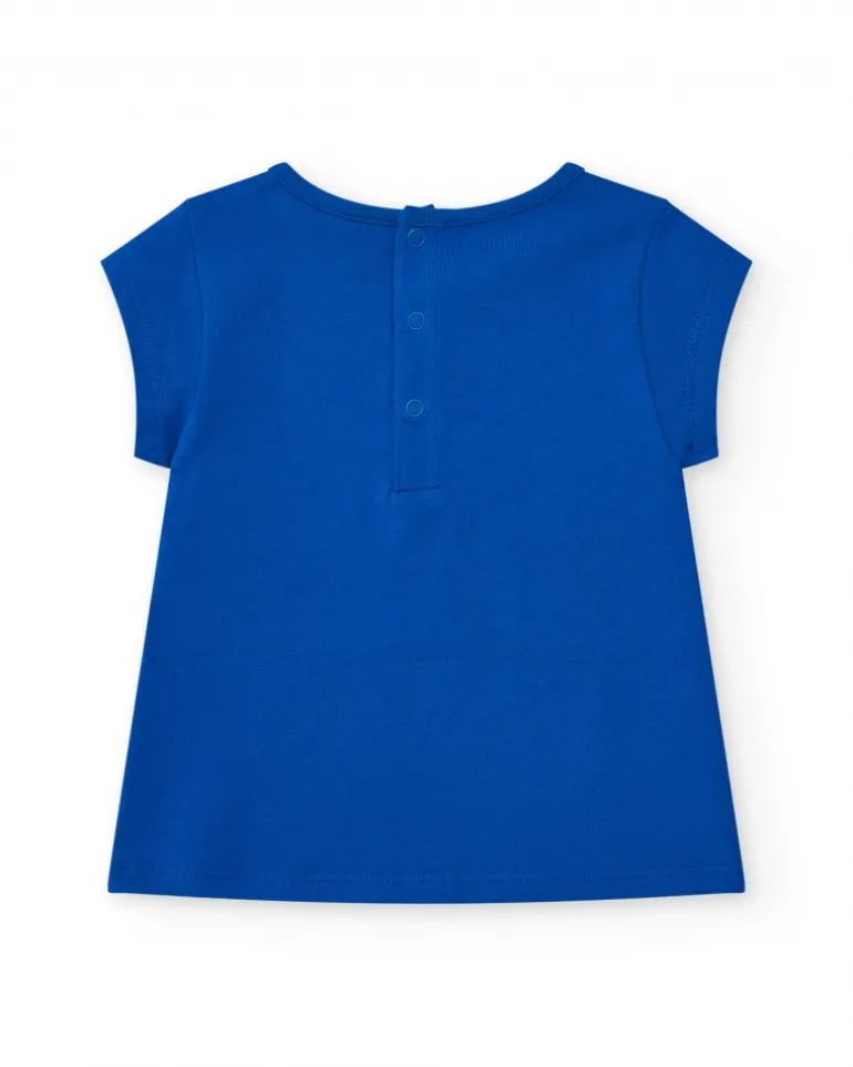 T-shirt bleu pour fille avec imprimé "Beach Girl" et fermeture arrière
