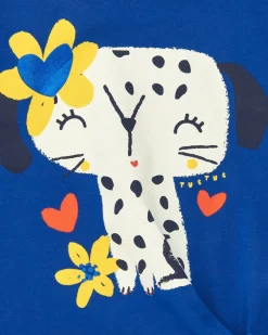 T-shirt bleu pour fille avec nœud latéral et bouton arrière