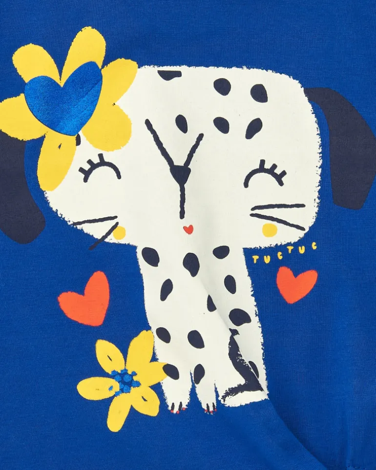 T-shirt bleu pour fille avec nœud latéral et bouton arrière